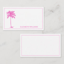 Tarjeta Pequeña Monograma de palmetto rosa y blanco