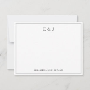 Tarjeta Pequeña Monograma de Pareja Clásico Elegante Vintage con B