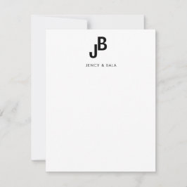 Tarjeta Pequeña Monograma de Pareja Diseño Elegante en Negro y Bla