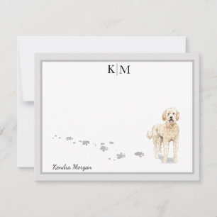 Tarjeta Pequeña Monograma de perro dordendoodle parado en la front