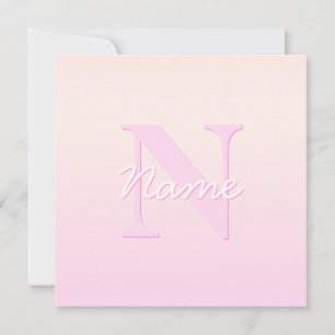 Tarjeta Pequeña Monograma de Personalizable corto Ombre rosa y r