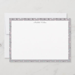 Tarjeta Pequeña monograma de primavera con rubor floral y turquesa