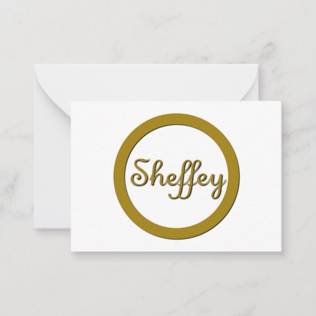 Tarjeta Pequeña Monograma de sheffey en oro (Anverso)