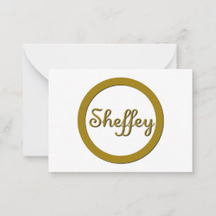 Tarjeta Pequeña Monograma de sheffey en oro