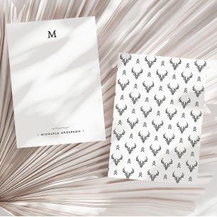 Tarjeta Pequeña Monograma del árbol de la cabeza del ciervo geomét