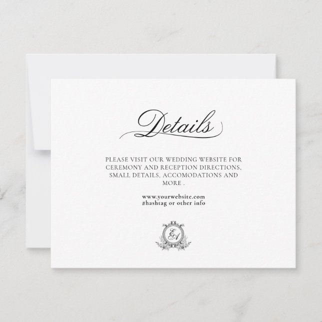 Tarjeta Pequeña Monograma del Escudo blanco negro de leafía (Anverso)