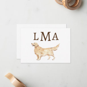 Tarjeta Pequeña Monograma del perro dorador