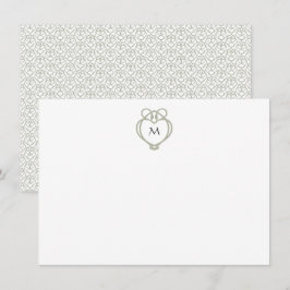 Tarjeta Pequeña Monograma del Sage Green Irish Celtic Swan Love Kn