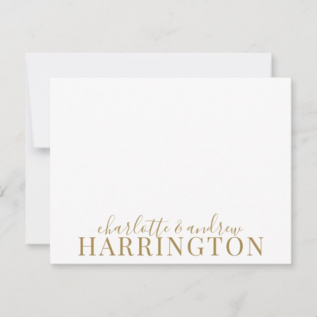 Tarjeta Pequeña Monograma dorado Boda de nombre de pareja (Anverso)