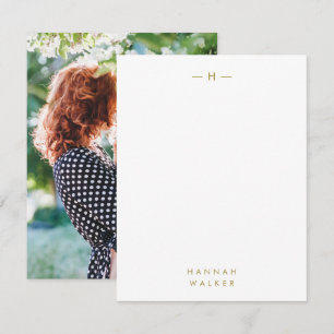 Tarjeta Pequeña Monograma dorado Elegante y sofisticada foto mod