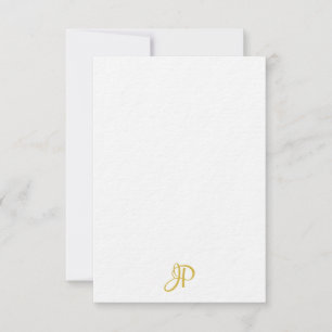 Tarjeta Pequeña Monograma dorado escrito a mano Clásico personaliz