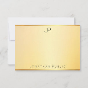Tarjeta Pequeña Monograma Dorado Planta Moderno Sencillo Elegante