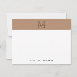 Tarjeta Pequeña Monograma dorado taupe metálico de escritura minim