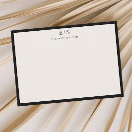 Tarjeta Pequeña Monograma elegante con borde negro marfil