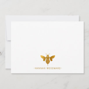 Tarjeta Pequeña Monograma elegante con el logotipo Gold Bee