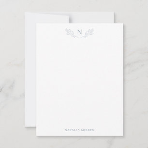 Tarjeta Pequeña Monograma elegante de bifurcación azul turbio