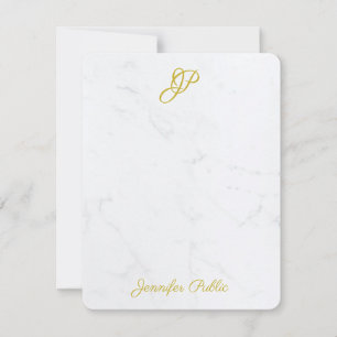 Tarjeta Pequeña Monograma elegante de escritura de oro moderno sim