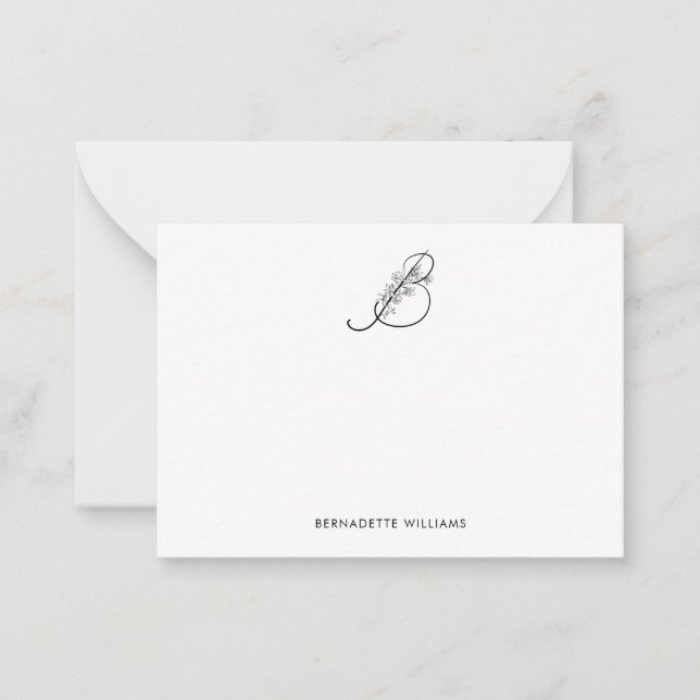 Tarjeta Pequeña Monograma elegante de escritura florida personaliz (Anverso)