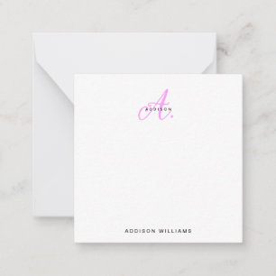 Tarjeta Pequeña Monograma elegante de escritura grisácea magenta d