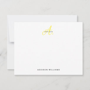 Tarjeta Pequeña Monograma elegante de guión dorado amarillo brilla
