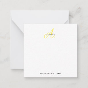 Tarjeta Pequeña Monograma elegante de guión dorado amarillo brilla