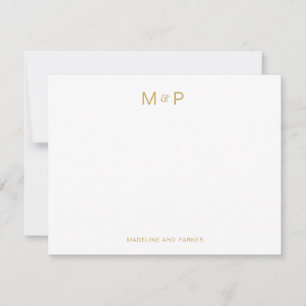 Tarjeta Pequeña Monograma elegante de la pareja contemporánea de o