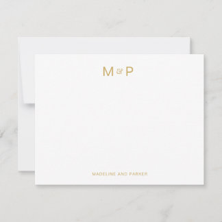 Tarjeta Pequeña Monograma elegante de la pareja contemporánea de o