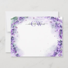 Tarjeta Pequeña Monograma elegante de lavanda