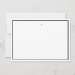 Tarjeta Pequeña Monograma elegante de Moda blanca y negra