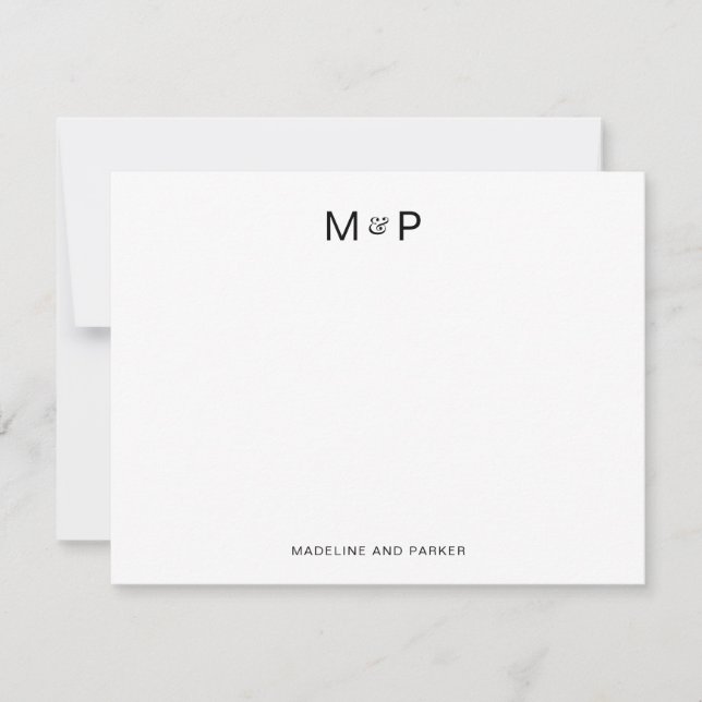 Tarjeta Pequeña Monograma elegante de parejas contemporáneas (Anverso)