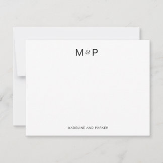 Tarjeta Pequeña Monograma elegante de parejas contemporáneas