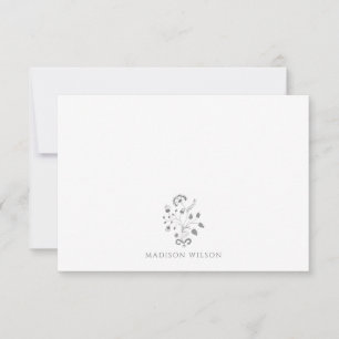 Tarjeta Pequeña Monograma elegante de vino floral