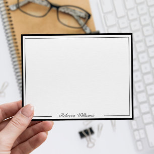Tarjeta Pequeña Monograma elegante en guión blanco y negro