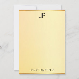 Tarjeta Pequeña Monograma Elegante Faux Gold Template Moderno Simp