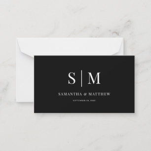 Tarjeta Pequeña Monograma elegante Minimalista de parejas en blanc