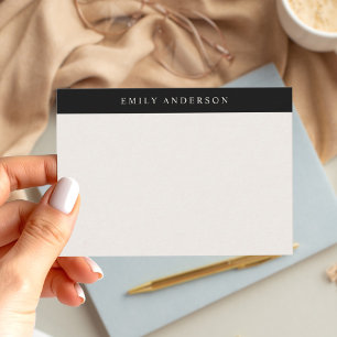 Tarjeta Pequeña Monograma elegante minimalista en negro y marfil