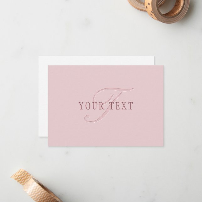Tarjeta Pequeña Monograma elegante | Oro rosa (Anverso/Reverso In Situ)