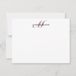 Tarjeta Pequeña Monograma elegante profesional de escritura roja d