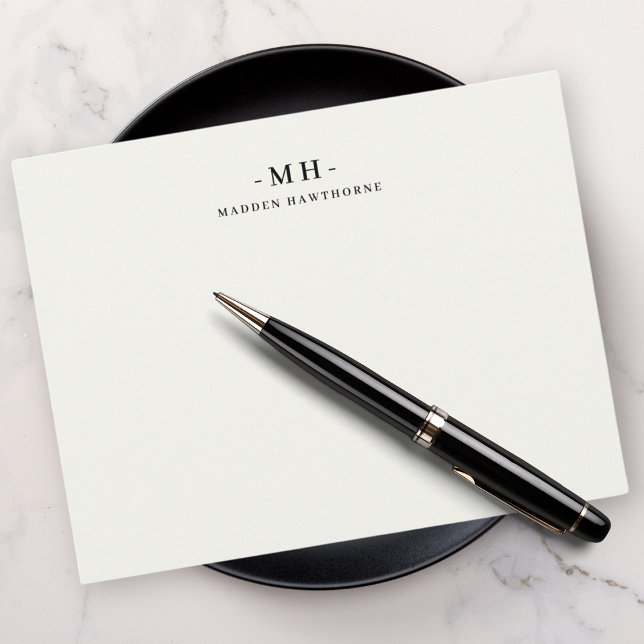 Tarjeta Pequeña Monograma elegante simple de marfil blanco minimal (Subido por el creador)