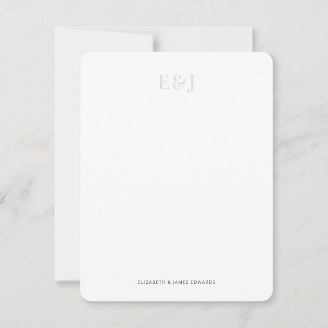 Tarjeta Pequeña Monograma elegante simple de pareja gris claro ver (Anverso)