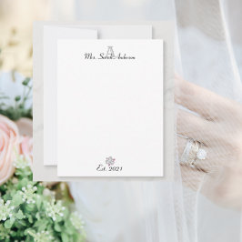 Tarjeta Pequeña Monograma estético floral rosado femenino