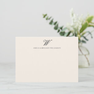 Tarjeta Pequeña Monograma Familiar Clásico Minimalista Boda Marfil