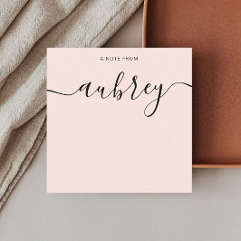 Tarjeta Pequeña Monograma Femenino Caligrafía Rosa Rubor