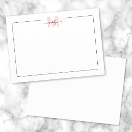 Tarjeta Pequeña Monograma Femenino Nombre Caligrafía Rosa