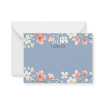 Monograma Floral Acuarela Azul Personalizado