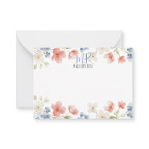 Monograma floral de acuarela rosa personalizado