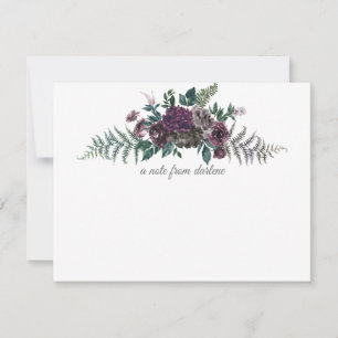 Tarjeta Pequeña Monograma floral de color verde gris borgoñona