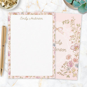 Tarjeta Pequeña Monograma Floral Flor Elegante Personalizado
