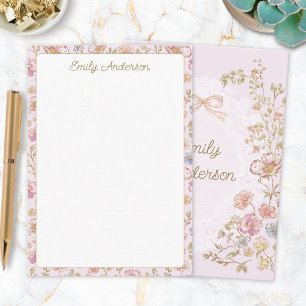 Tarjeta Pequeña Monograma Floral Flor Elegante Personalizado