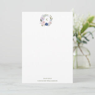 Tarjeta Pequeña Monograma Floral Personalizado De Parte De